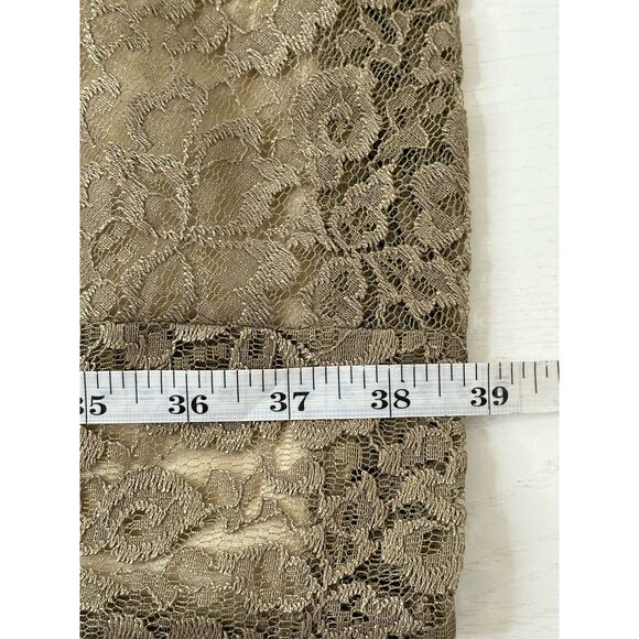 Lauren Ralph Lauren New! Knee Length Mini Dress Gold Lace Formal Cocktail Size 8 - Picture 12 of 12